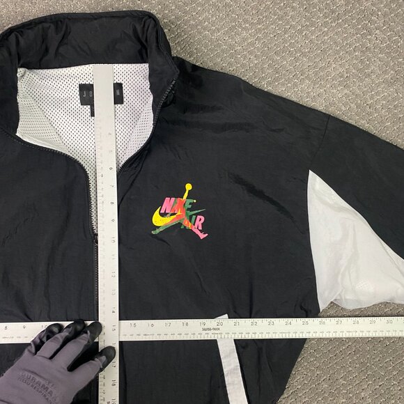 Nike Air Jordan Jumpman Classics Windbreaker Jacket Mens Medium Black CV7418 010 - Picture 7 of 11